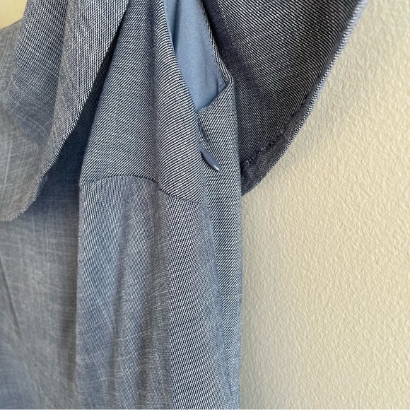 Banana Republic Chambray Off The Shoulder Knee Length Dress Size 4 - Picture 4 of 11